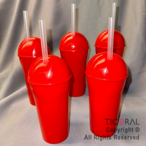 VASO DOMO CON SORBETE 400 ML ROJO x 5